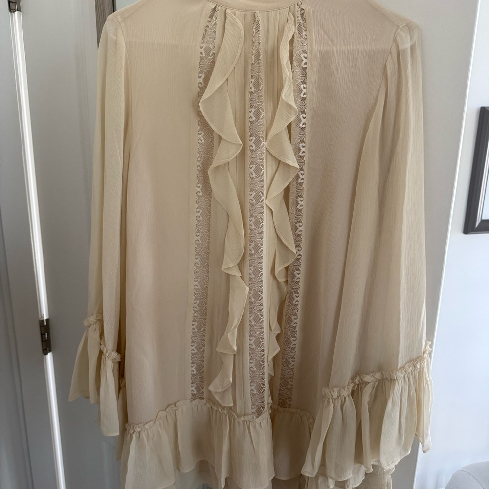 Ramy Brook Claudia Ruffle Tie Waist Mini Dress